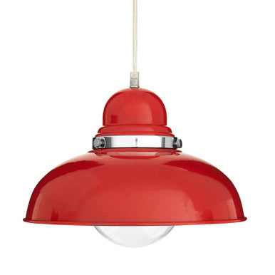 Red pendant light with a white background
