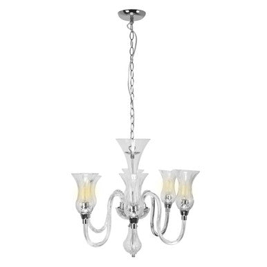Abelia Glass And Chrome 6 Arm Chandelier
