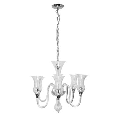 Abelia Glass And Chrome 6 Arm Chandelier
