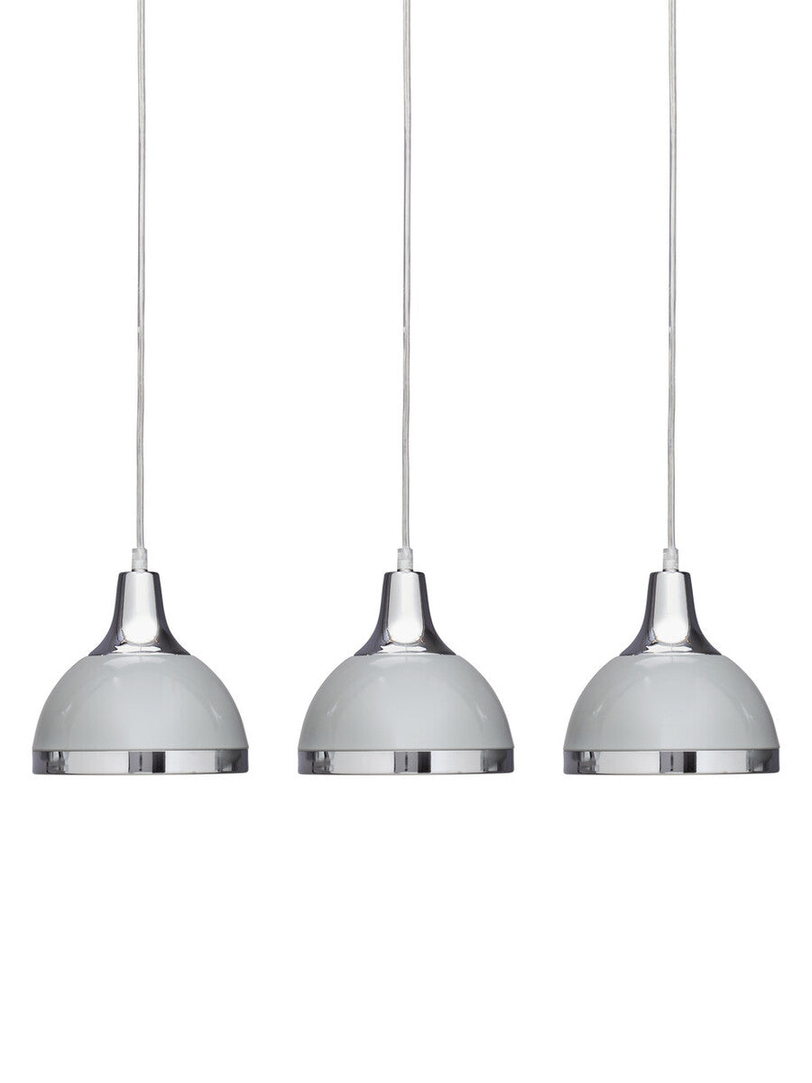 Vermont Three Shutter Grey and Chrome Shade Pendant Light - image 1