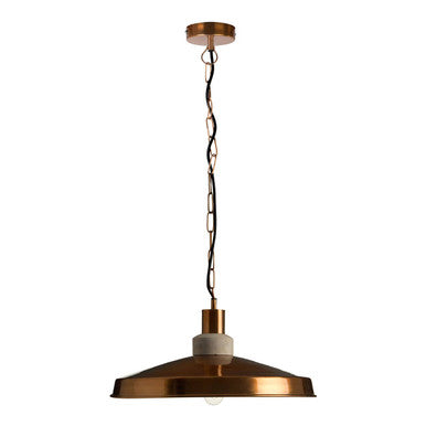 Bronze pendant light with white bulb on a white background