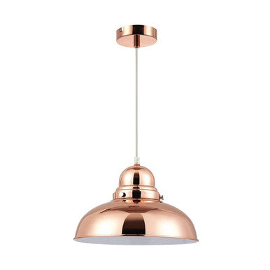 Copper pendant light on a white background