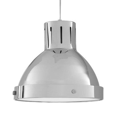 Chrome pendant light on a white background