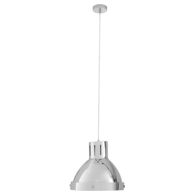 Chrome pendant light on a white background