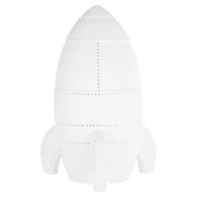 White rocket-shaped object on a white background
