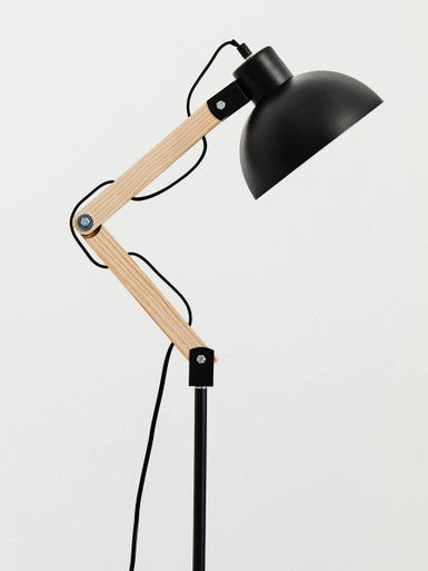 Blair Black Wood and Metal Floor Lamp