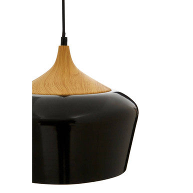 Blayne Black Metal And Wood Pendant Light