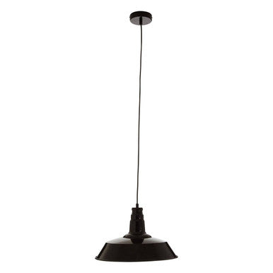 Black pendant light on a white background