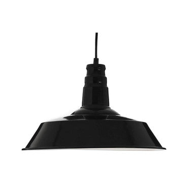 Black pendant light on a white background