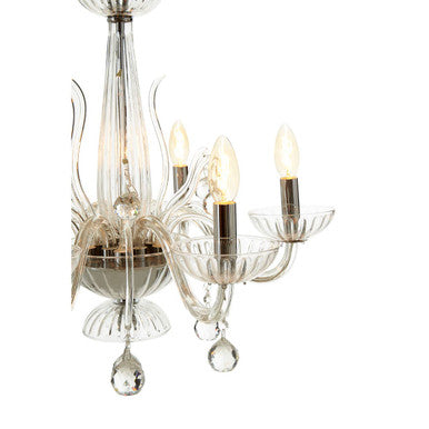 Murano 6 Bulb Clear Crystal Chandelier
