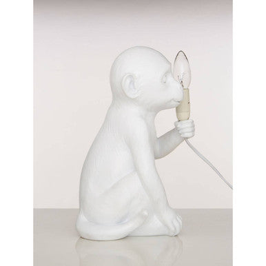 Boho White Finish Monkey Lamp