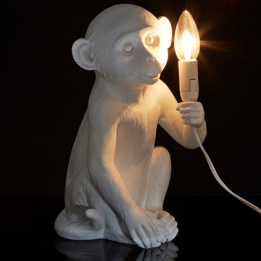 Boho White Finish Monkey Lamp - image 2