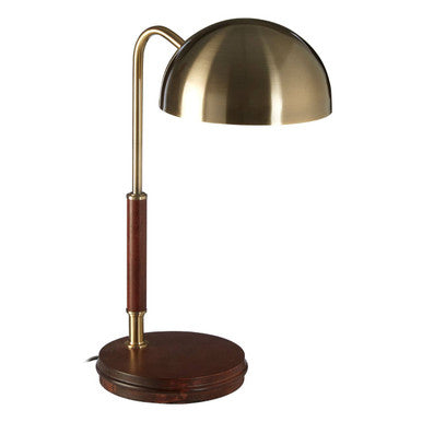 Sydnee Antique Brass Finish Task Lamp With Wood Base - image 1