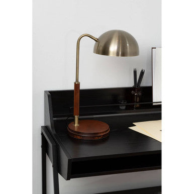 Sydnee Antique Brass Finish Task Lamp With Wood Base - image 7
