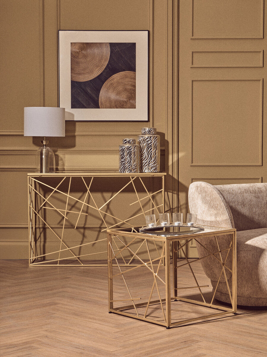 Sellis Clear Glass And Brass Finish Metal Table Lamp