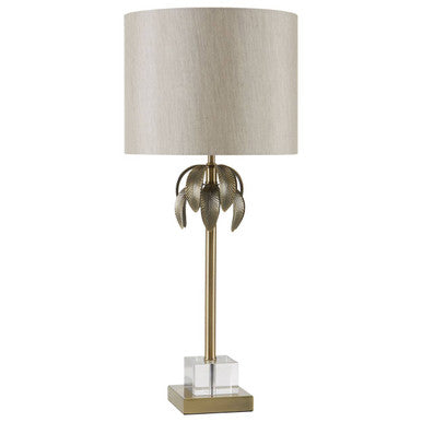 Herta Antique Brass Palm Tree Design Table Lamp - image 1