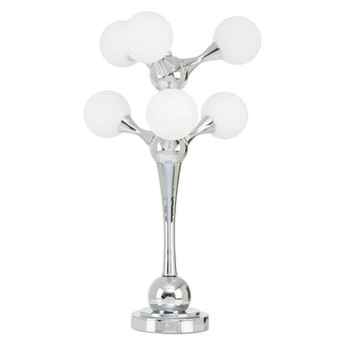 Heba Chrome 6 Light Table Lamp with Glass Shades
