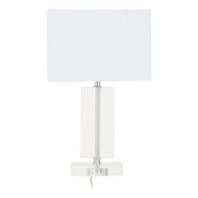 White table lamp with a rectangular shade on a white background