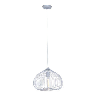 White pendant light fixture on a white background