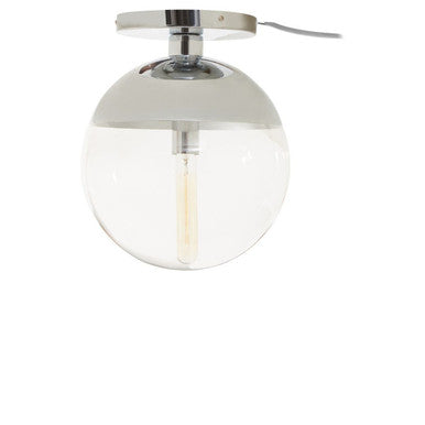 Ceiling light fixture with glass shade on a white background