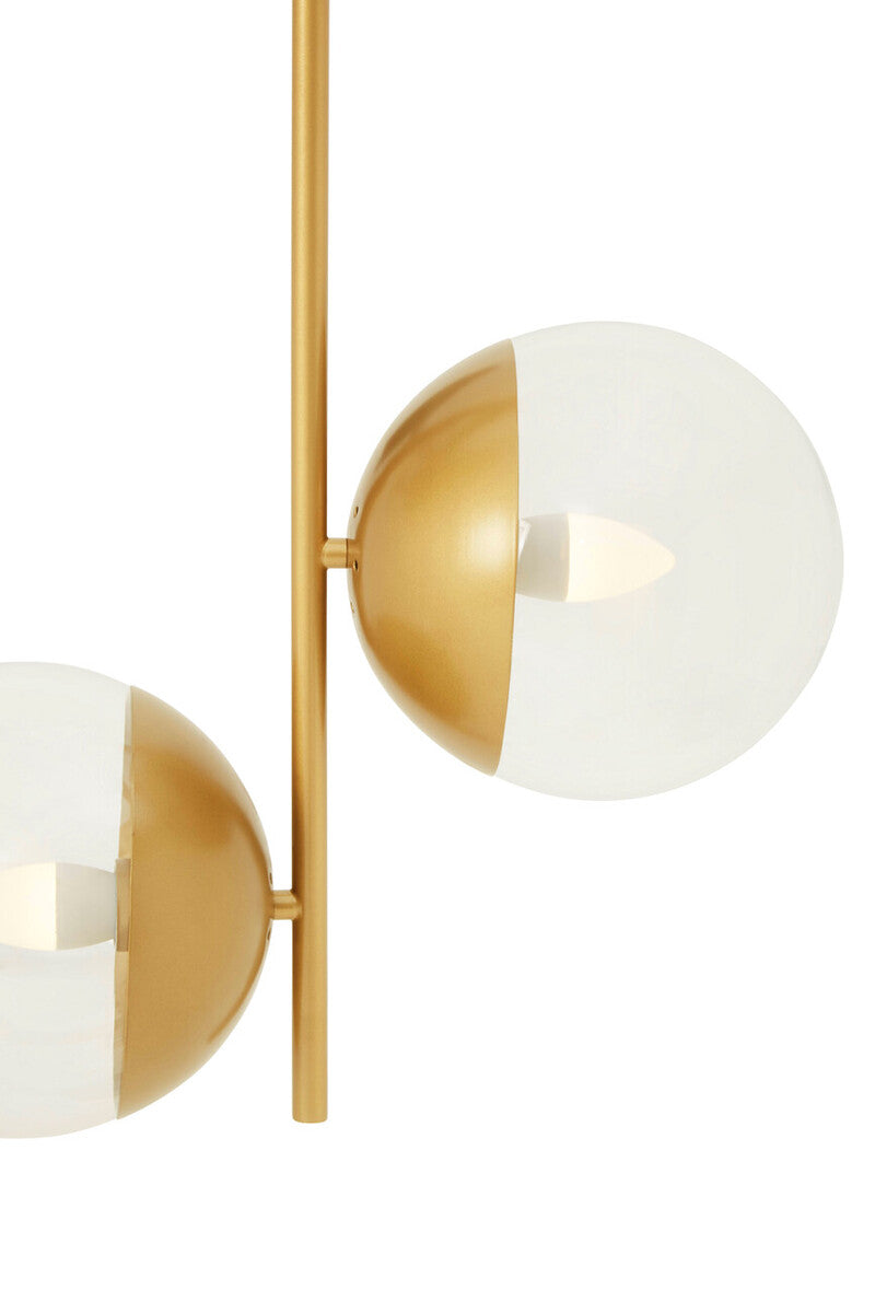 Revive Gold Finish Pendant Light With Two Glass Shades