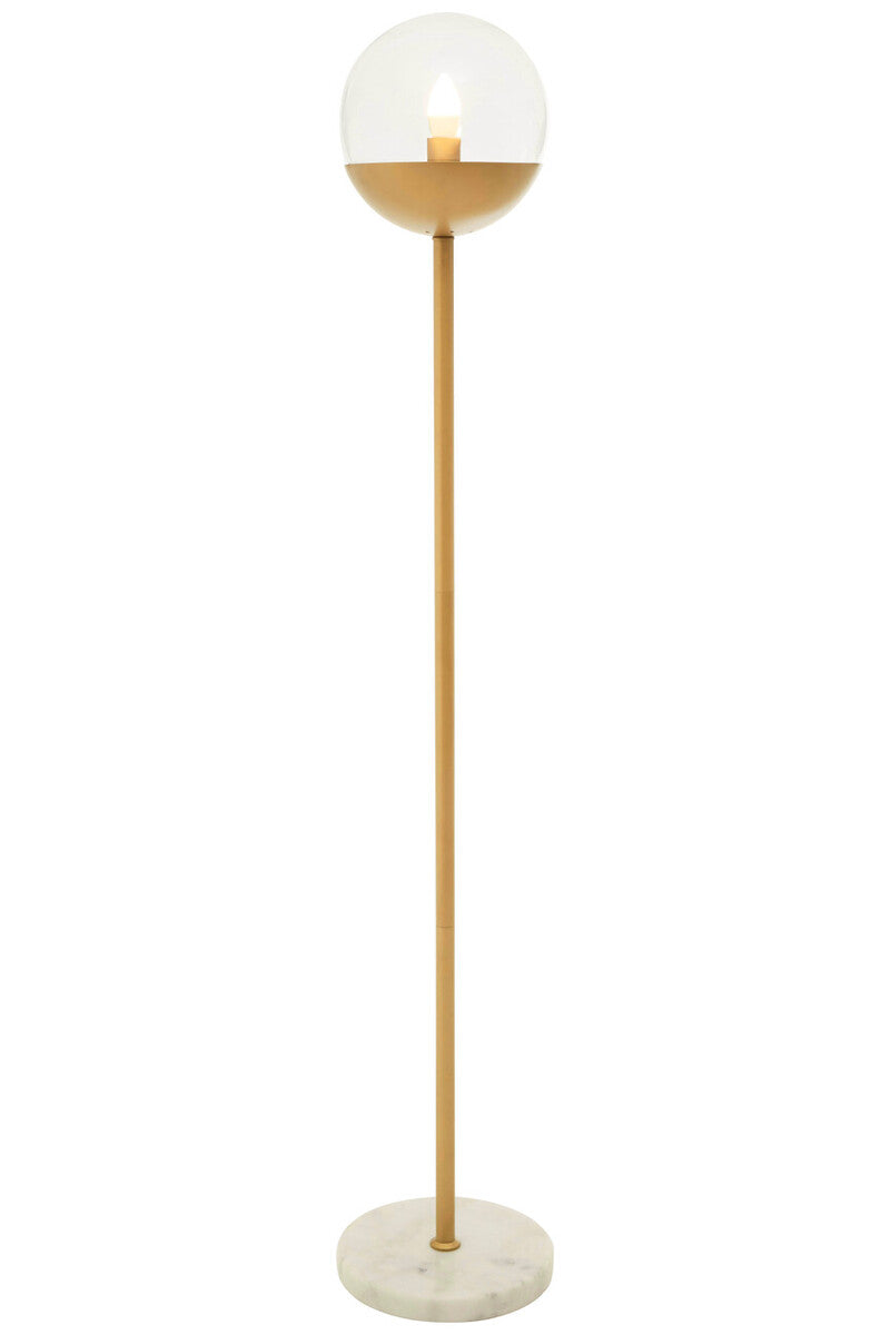 Revive Gold Finish Metal Floor Lamp with White Marble Base