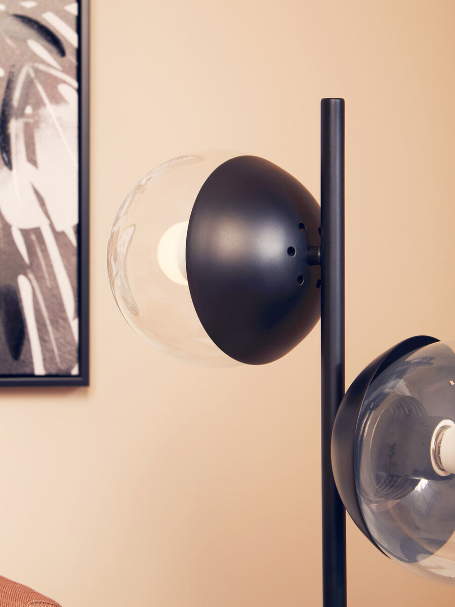 Revive Two Light Black Metal and Marble Table Lamp