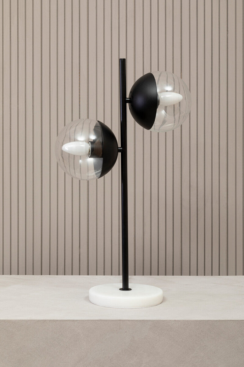 Revive Two Light Black Metal and Marble Table Lamp