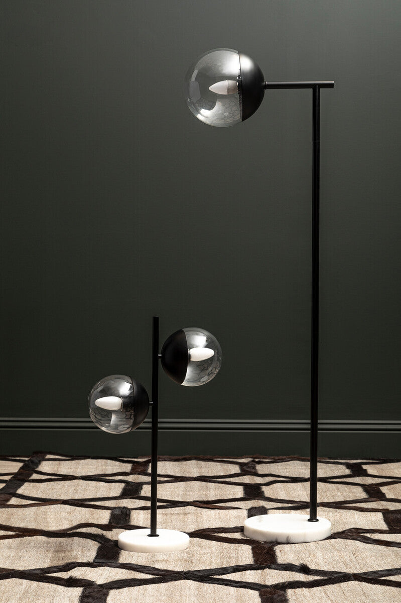 Revive Two Light Black Metal and Marble Table Lamp