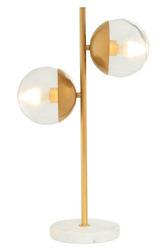 Revive Two Light Gold Finish Table Lamp With White Marble Base - image 1