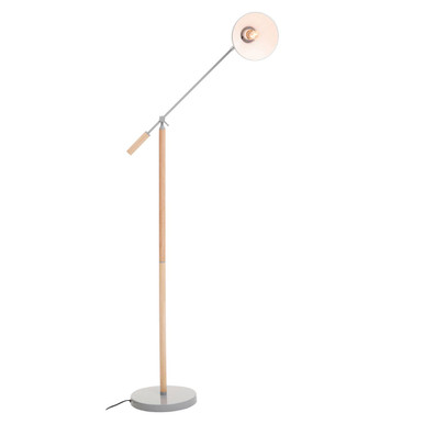 Floor lamp with adjustable arm on a white background