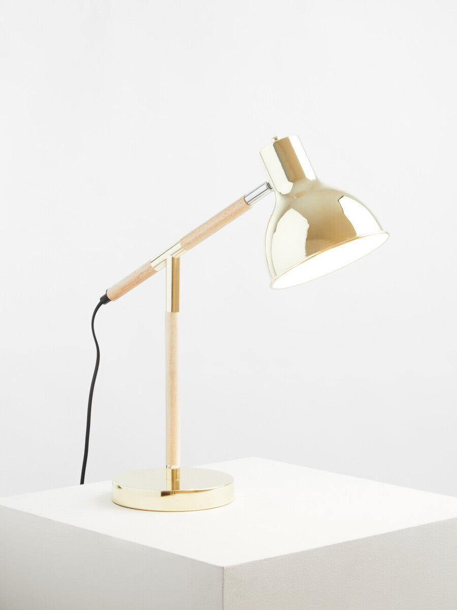 Stockholm Adjustable Desk Lamp in Shiny Brass Finish