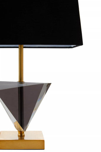 Halina Smoked Crystal Table Lamp with Gold Metal