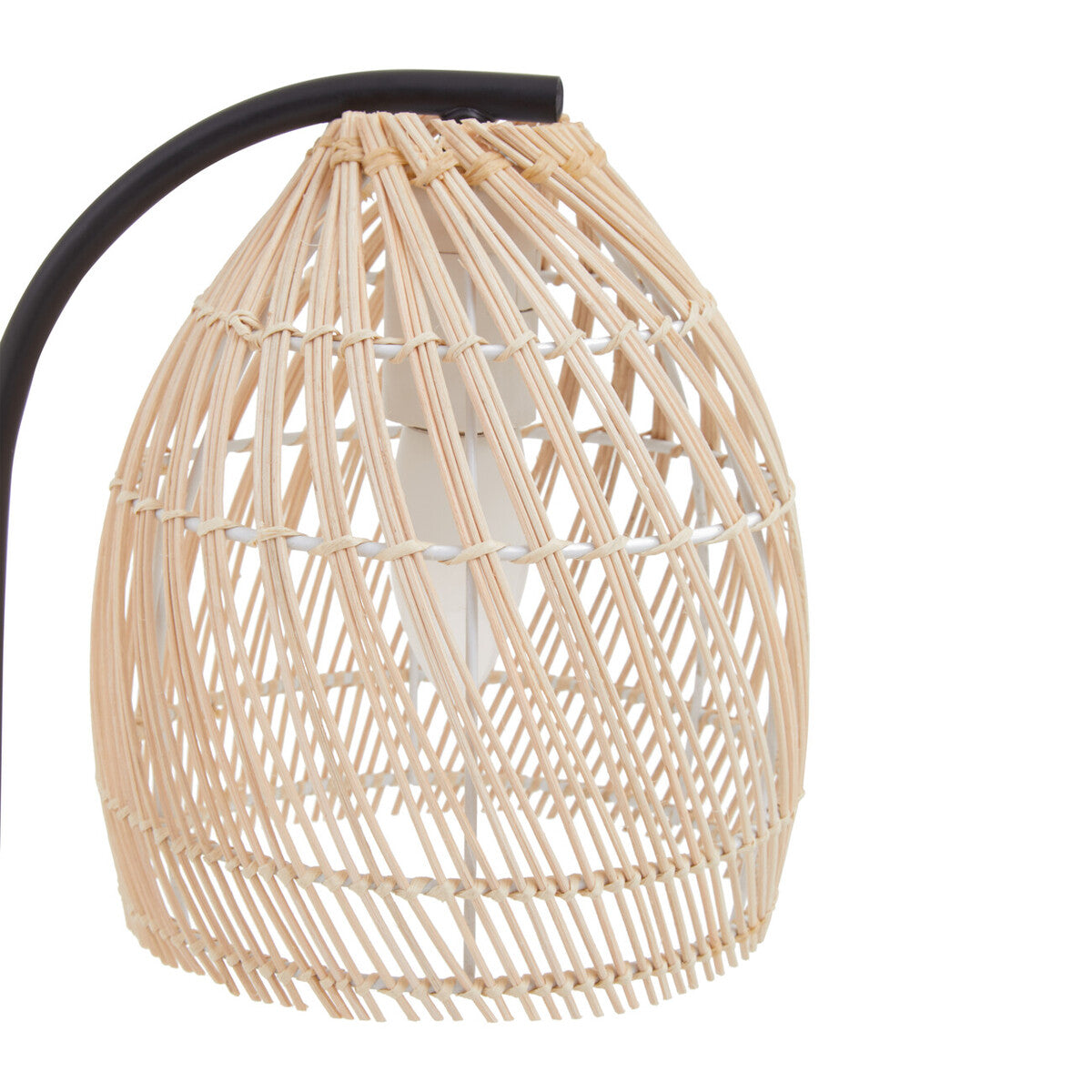 Lonza Rattan Shade Black Iron Table Lamp