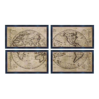 Set of 4 World Framed Wall Arts