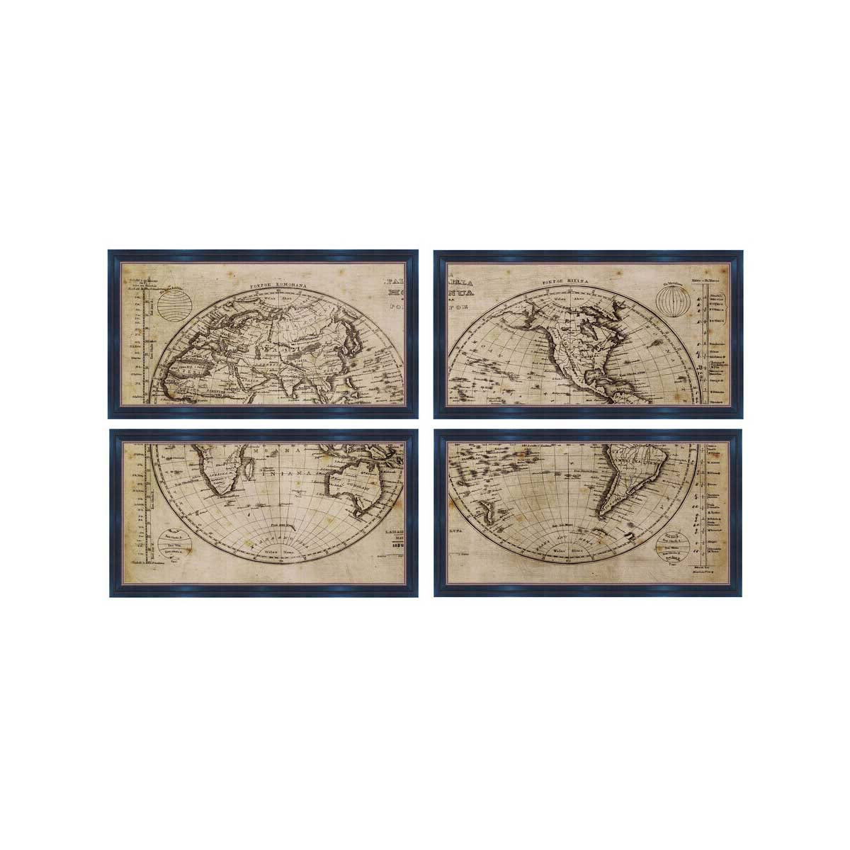 Set of 4 World Framed Wall Arts