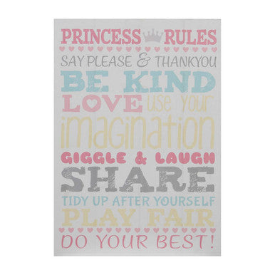 Kids Princess Rules Wall Plaque