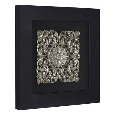 Nason Framed Silver MDF Filigree Carving Wall Art