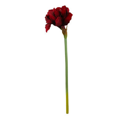 Red artificial flower on a white background