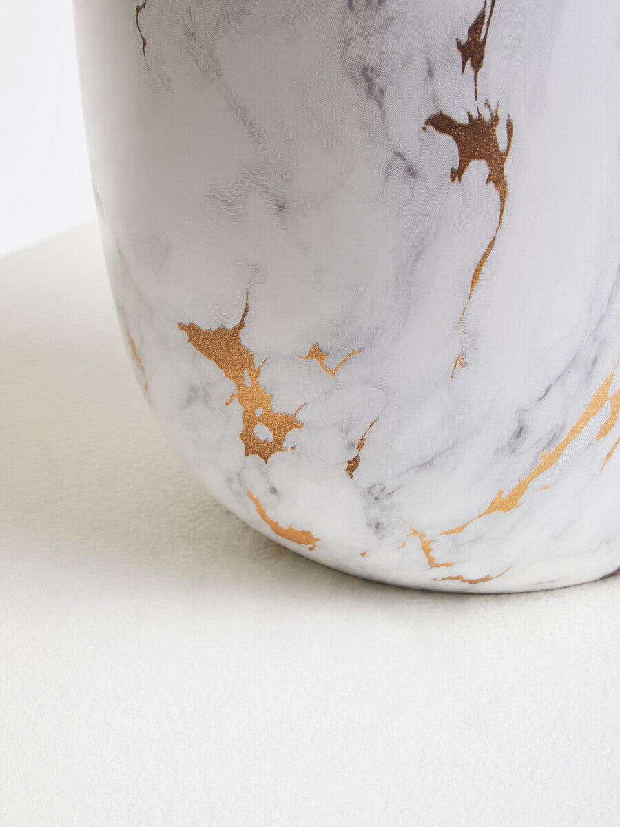 Fiori Grass Plant in a White Marble Effect Pot