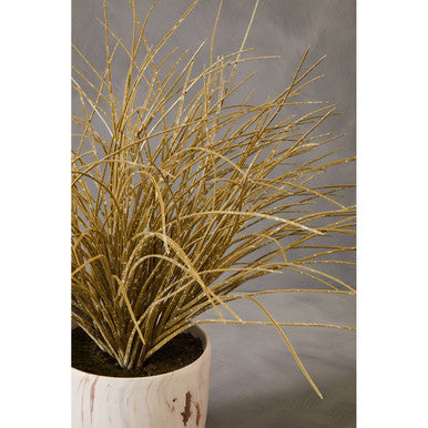 Fiori Grass Plant in a White Marble Effect Pot