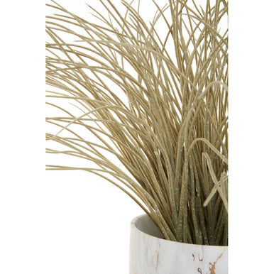 Fiori Grass Plant in a White Marble Effect Pot