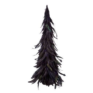 Decorative black feather tree on a white background