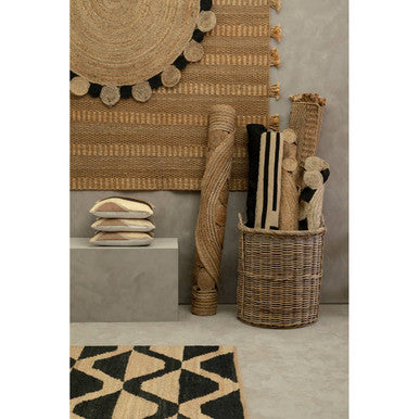 Bosie Demir Small Round Natural and Black Jute Rug