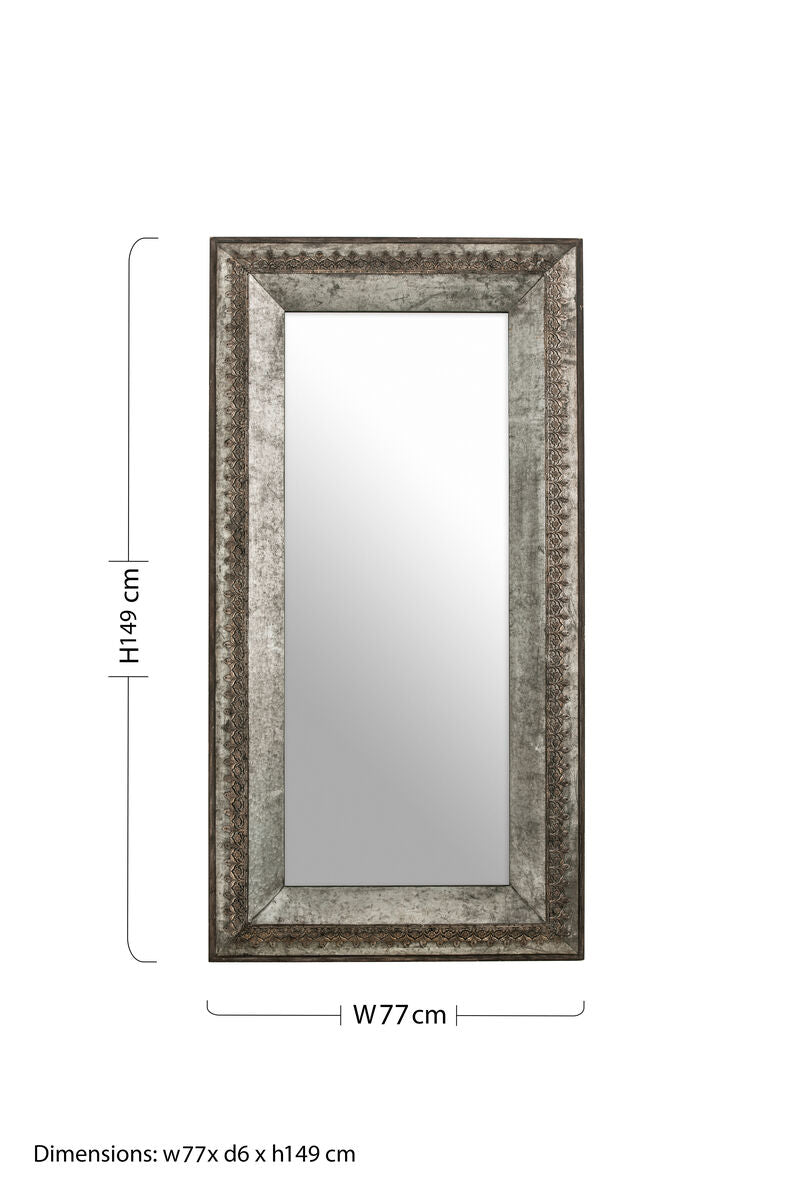 Elementary Antique Grey Wall Mirror