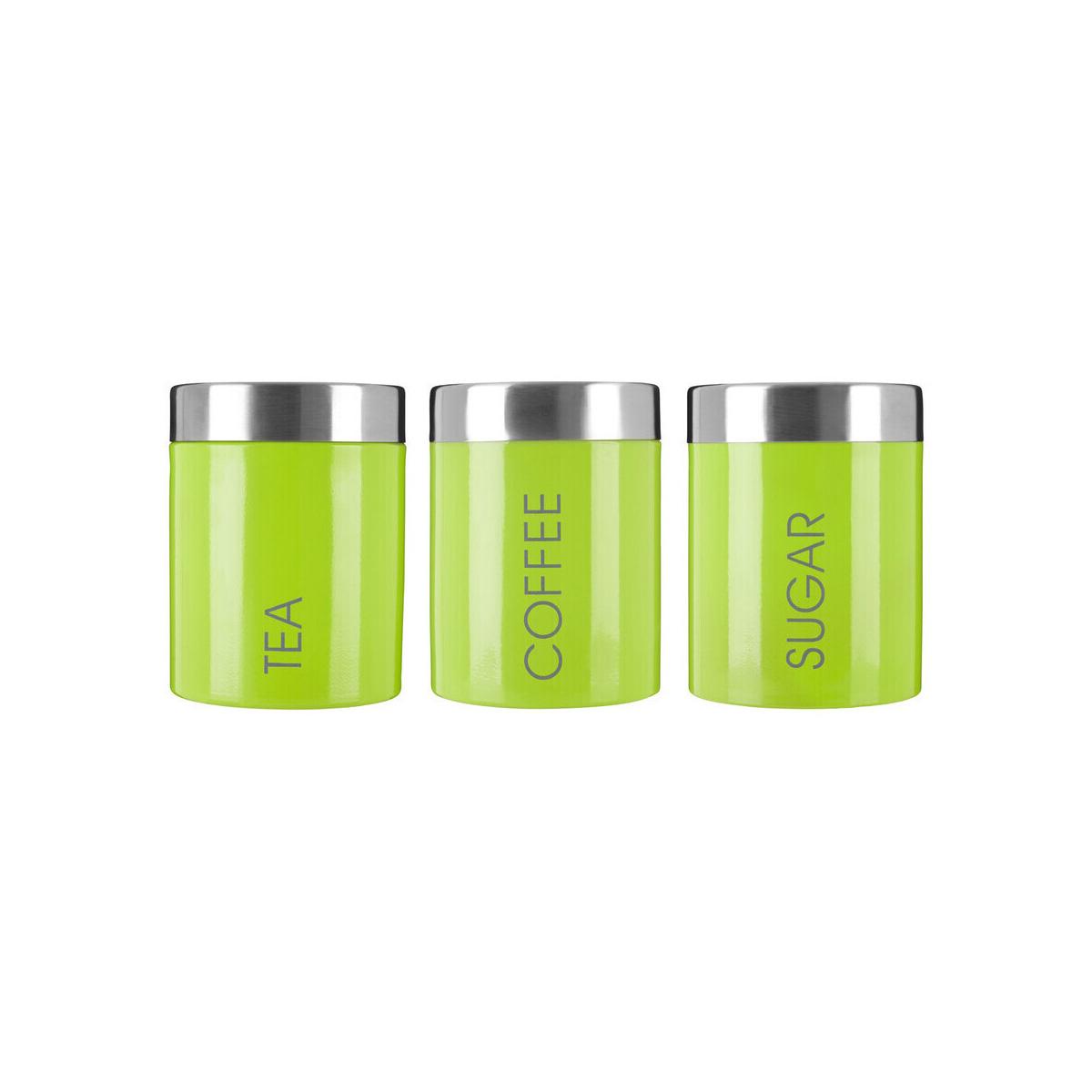 Lime Green Enamel Tea Coffee & Sugar Set