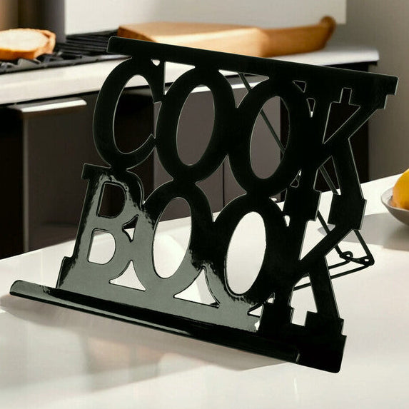 Black dish rack on a kitchen counter with &