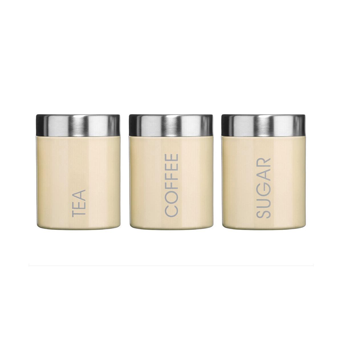Liberty Set of 3 Cream Enamel Tea Coffee and Sugar Canisters