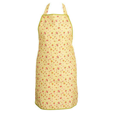 Yellow apron with floral pattern on a white background