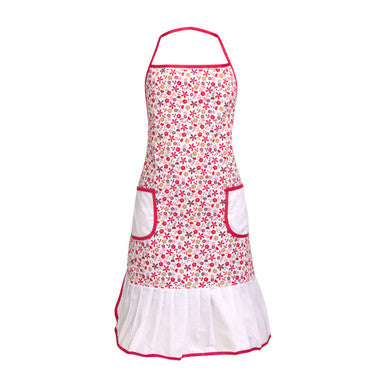 Floral apron with pink accents on a white background